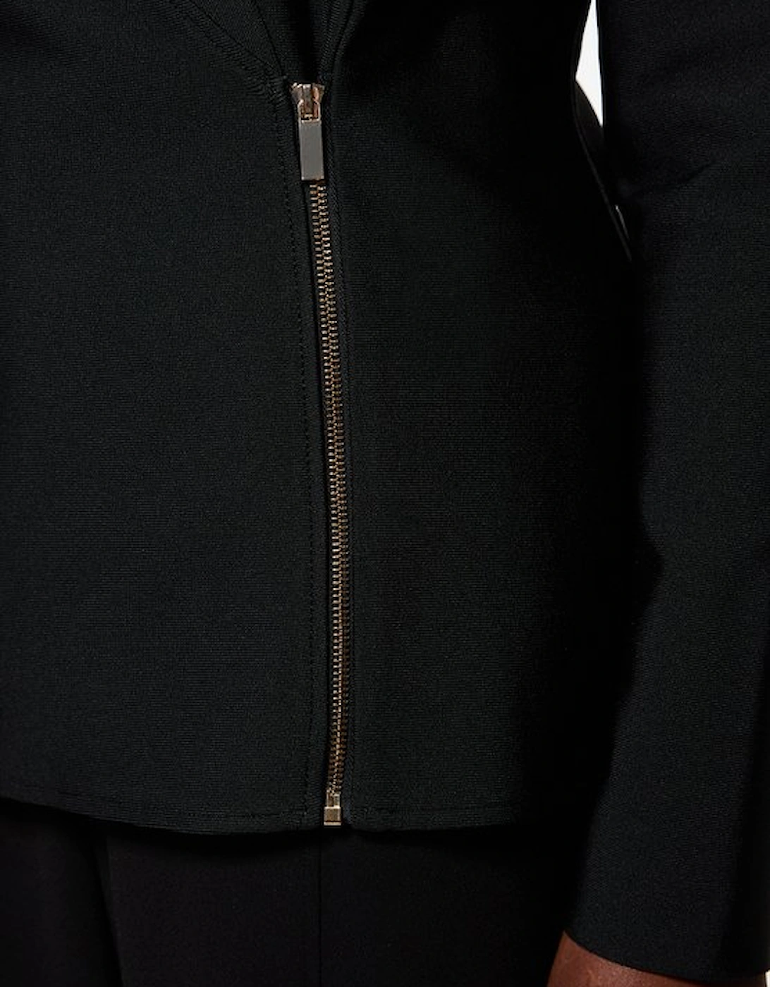 Plus Size Figure Form Bandage Knit Side Zip Longline Jacket