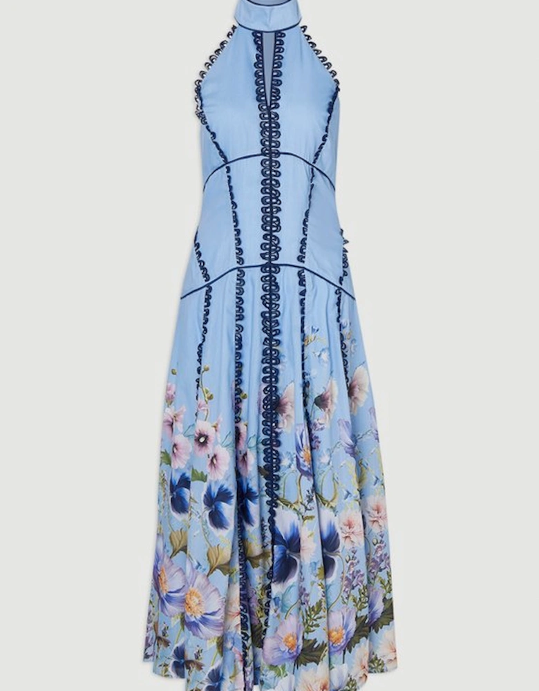 Trailing Floral Woven Halter Neck Maxi Dress