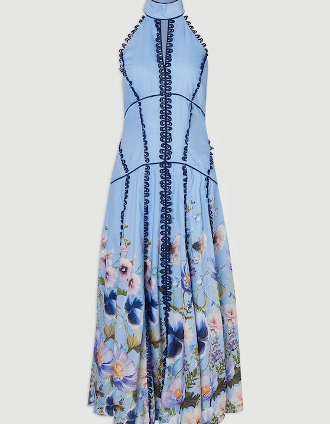 Trailing Floral Woven Halter Neck Maxi Dress