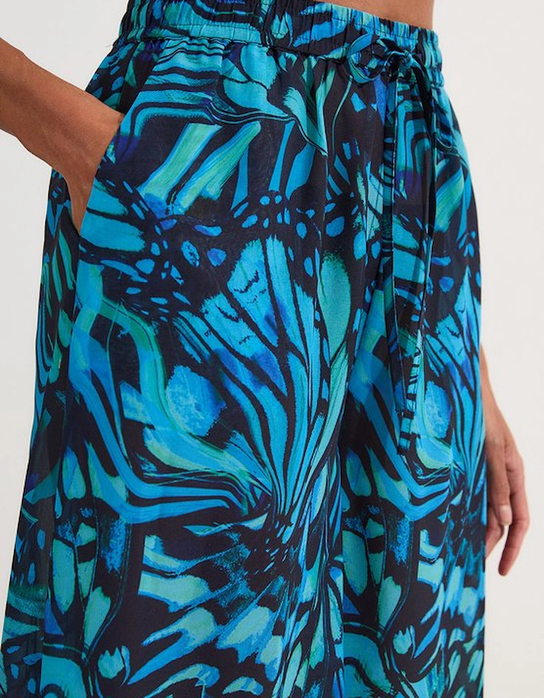Ombre Butterfly Georgette Beach Wide Leg Trouser