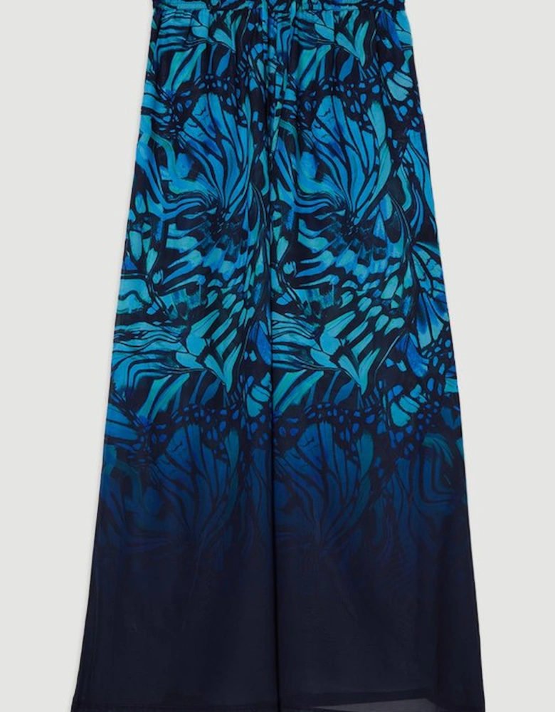 Ombre Butterfly Georgette Beach Wide Leg Trouser