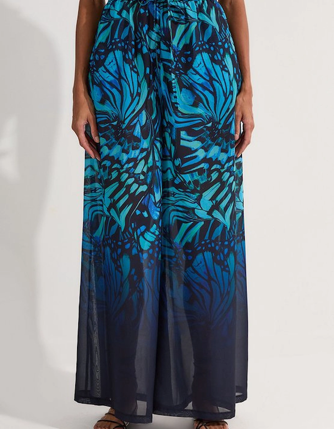 Ombre Butterfly Georgette Beach Wide Leg Trouser