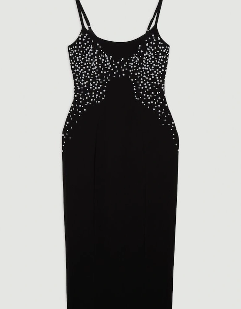 Pearl And Diamante Embellished Tailored Pencil Dress