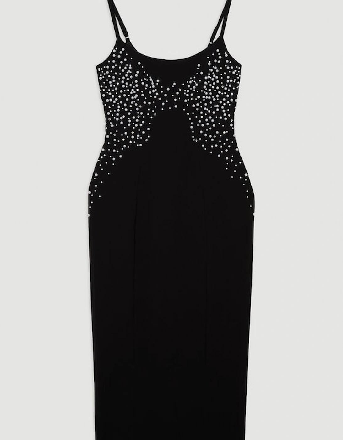 Pearl And Diamante Embellished Tailored Pencil Dress