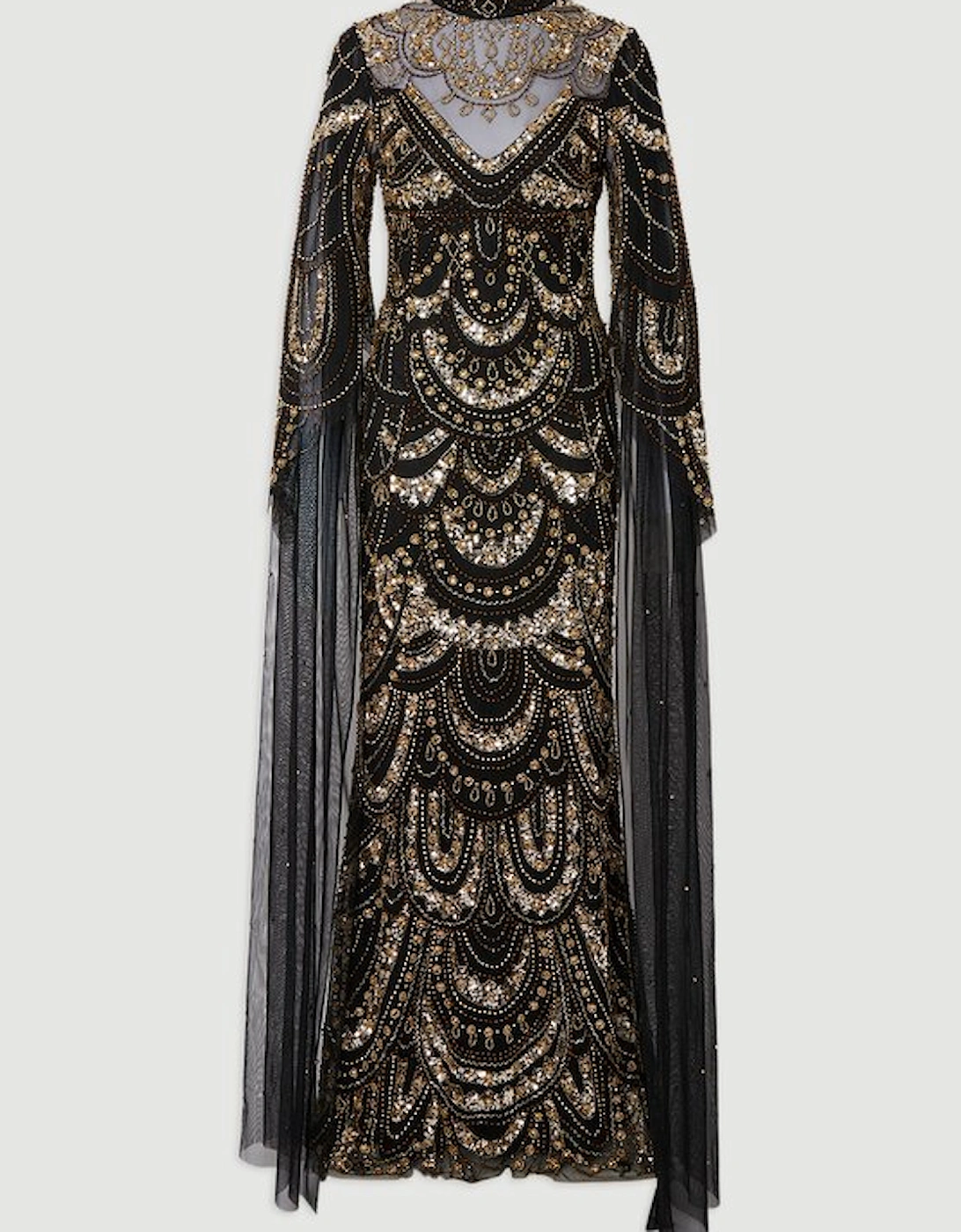 Premium Beaded Embellished Woven Midaxi Cape Dress
