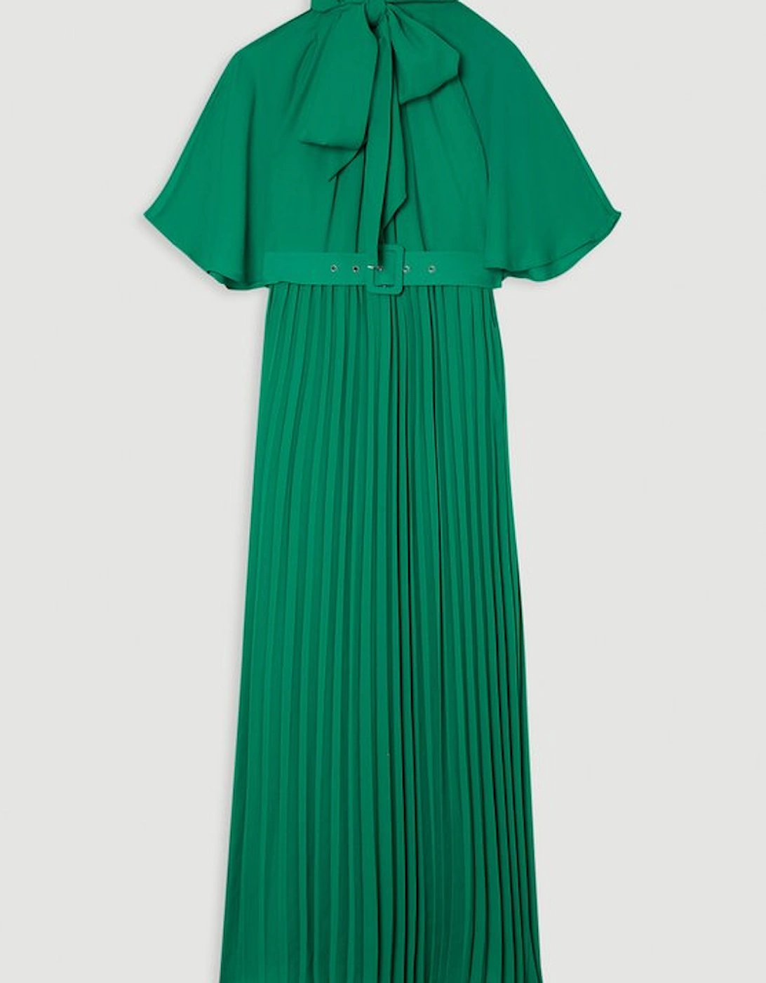 Georgette Pleated Tie Neck Woven Midi Dress