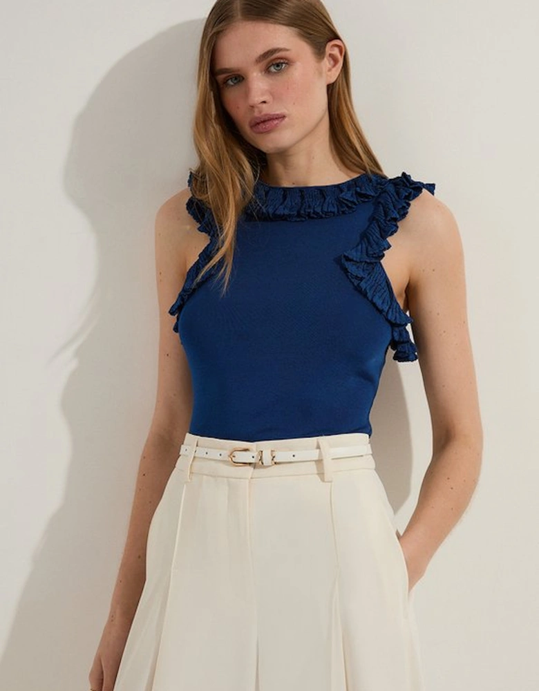 Ruffle Trim Knitted Top