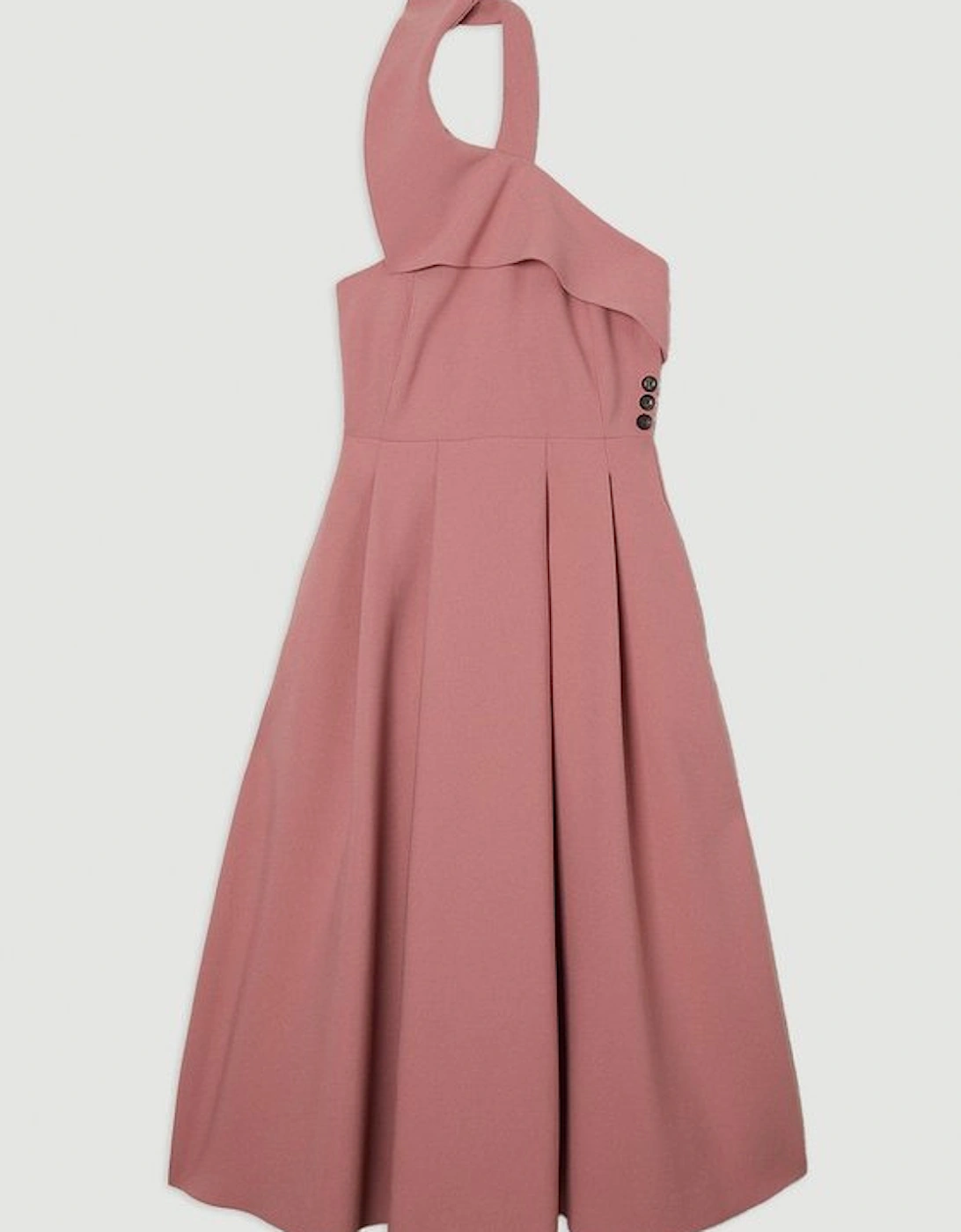 Compact Stretch Halter Neck Belted Full Skirted Midaxi Dress