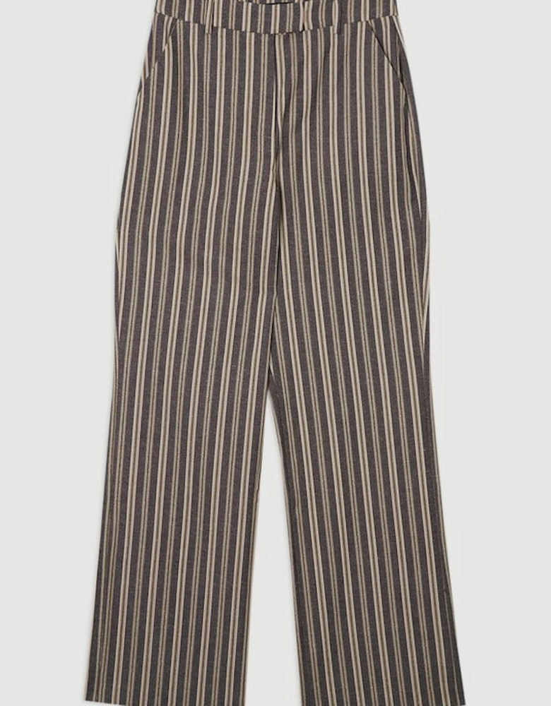 Plus Size Linen Sparkle Stripe Tailored Wide Leg Tailored Trouser