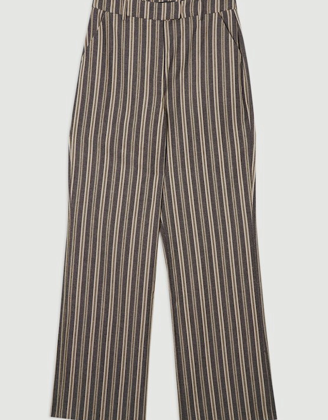 Plus Size Linen Sparkle Stripe Tailored Wide Leg Tailored Trouser