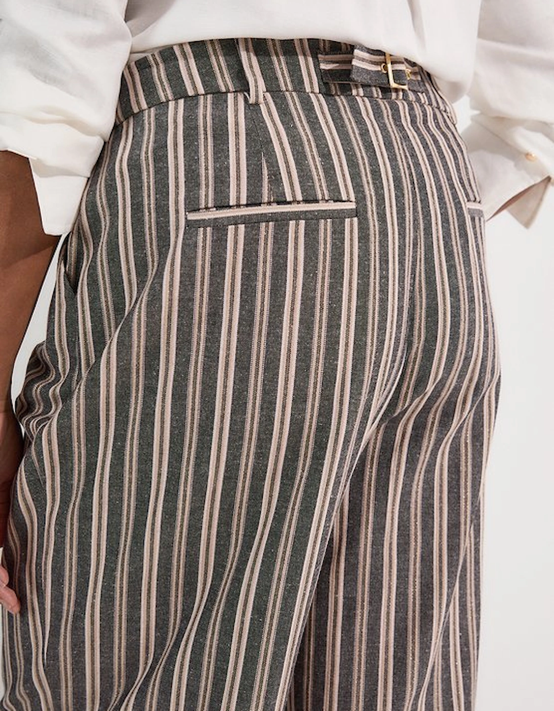 Plus Size Linen Sparkle Stripe Tailored Wide Leg Tailored Trouser