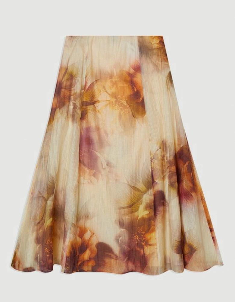 Floral Print Crinkle Georgette Woven Midi Skirt