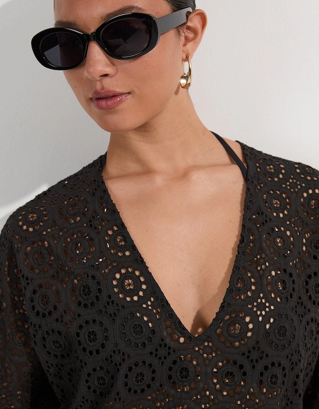 Cotton Broderie Beach Mini Kimono