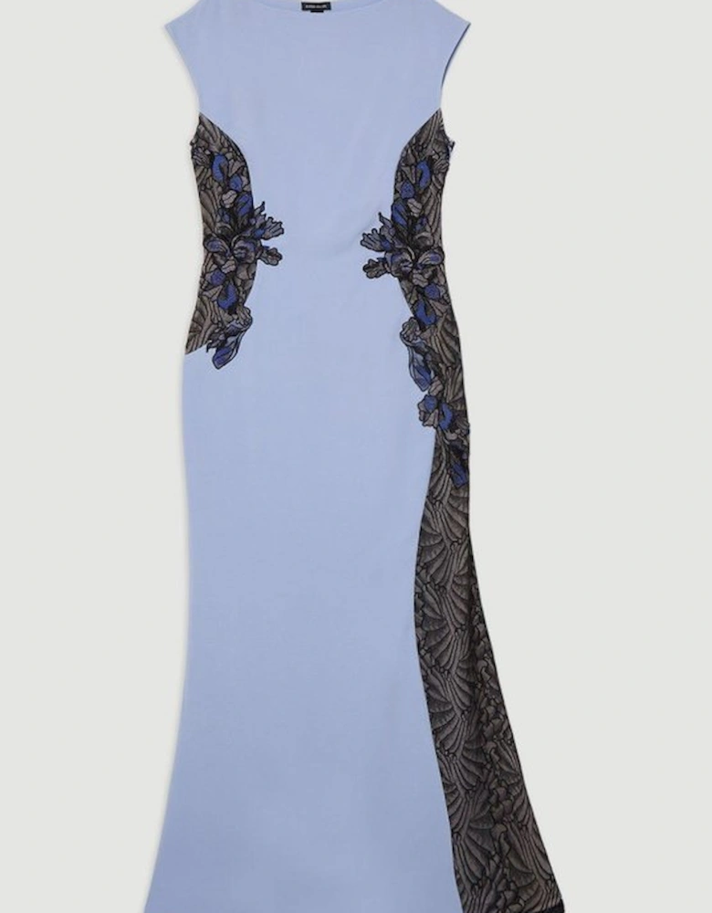 Tall  Lace Applique Contrast Sleeveless Tailored Maxi Dress