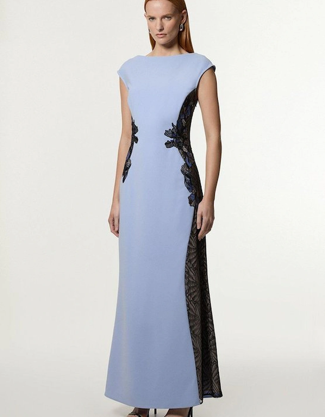 Tall Lace Applique Contrast Sleeveless Tailored Maxi Dress, 5 of 4