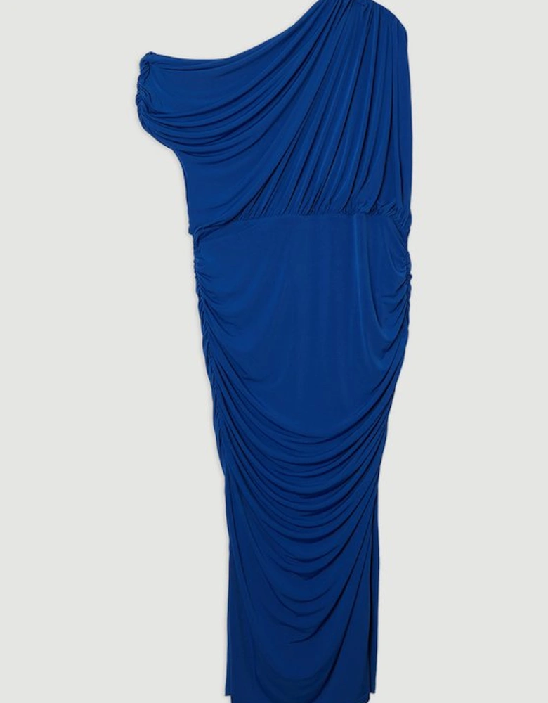 Plus Size Mixed Dot Piped Ruffle Georgette Midi Dress