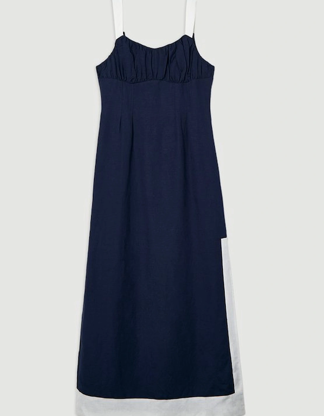Linen Viscose Colour Block Strappy Woven Midi Dress