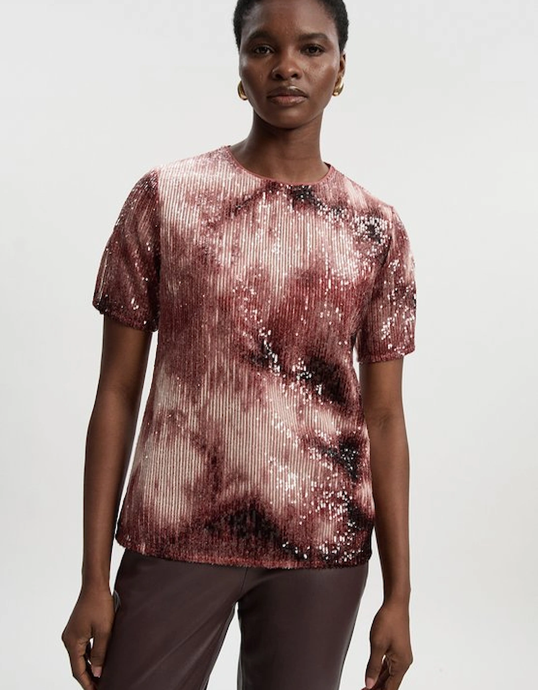 Ombre Sequin Woven Strong Shoulder Top, 5 of 4