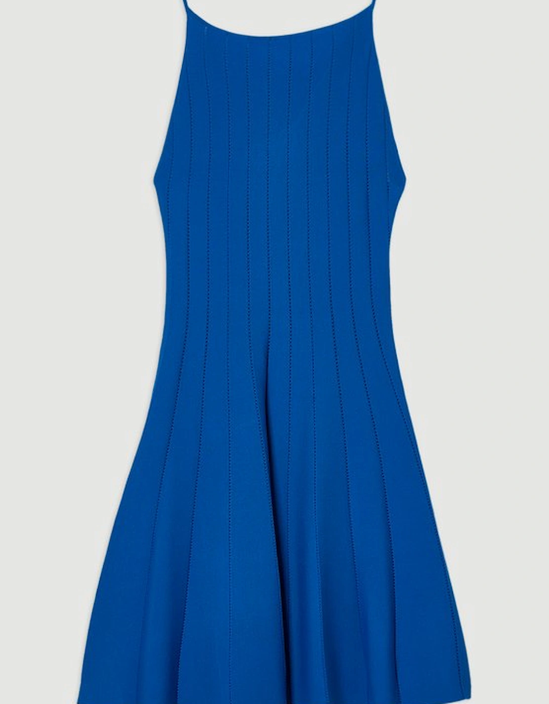 Viscose Blend Sheer Detail Knit Flippy Mini Dress