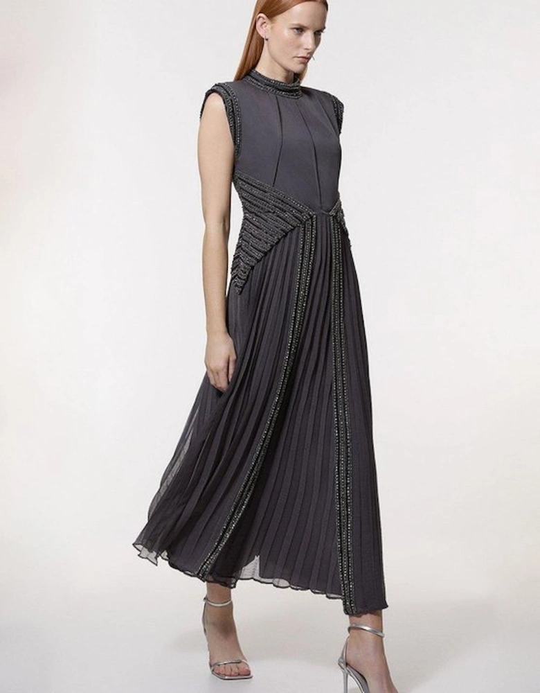 Petite Embellished Beaded Woven Maxi Dress
