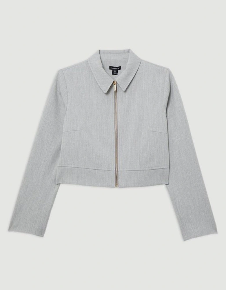 Petite Technical Crepe Tailored Metal Zip Detail Jacket