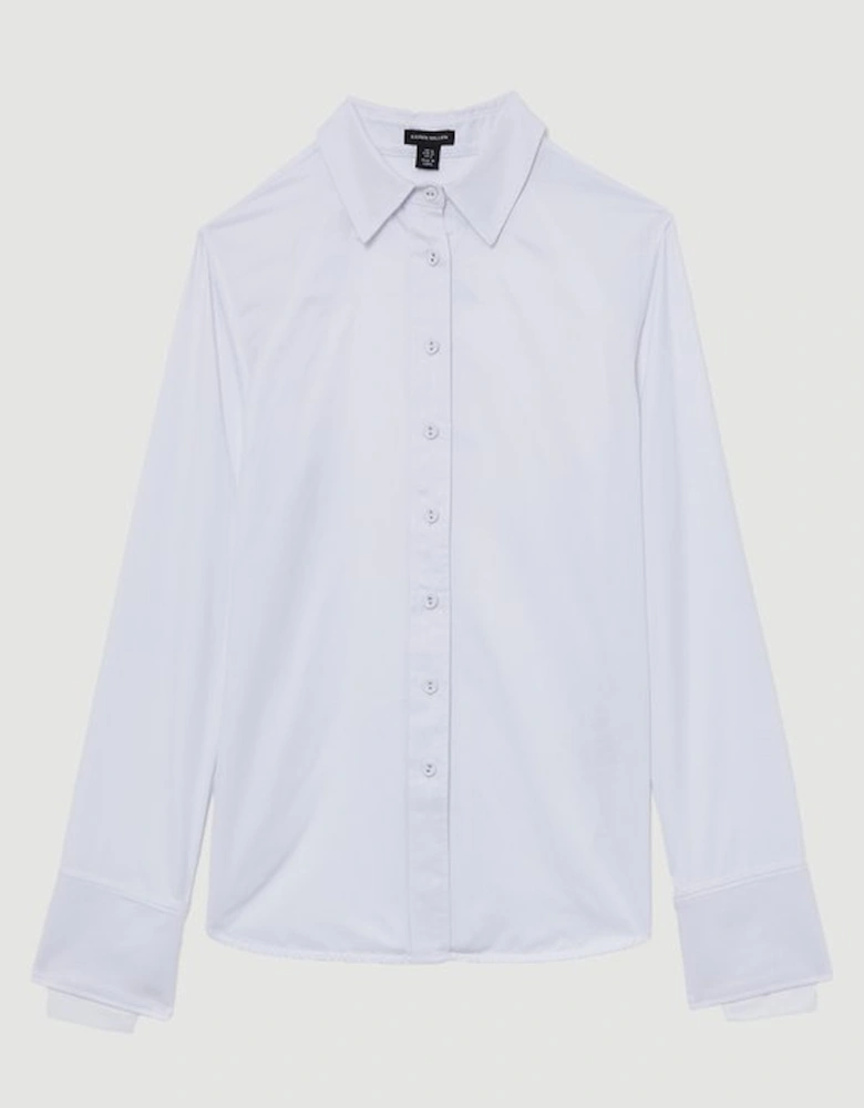 Plus Size Cotton Woven Buttoned Shirt