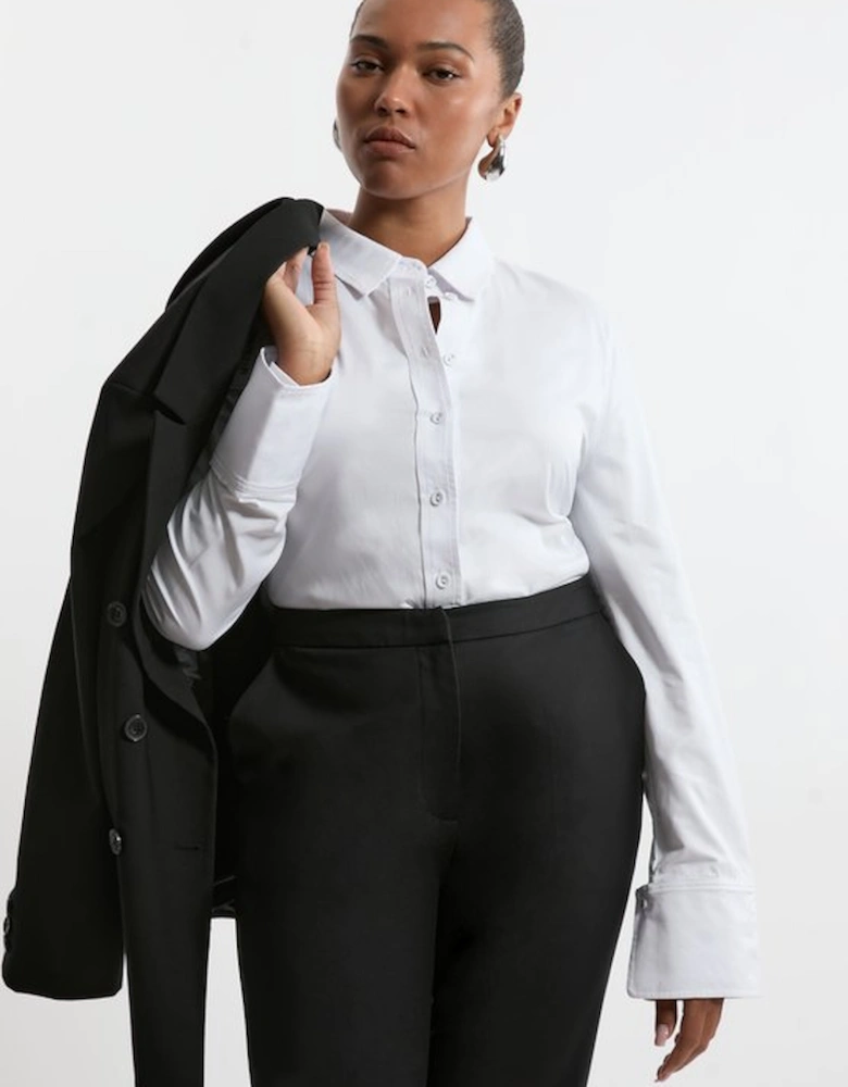 Plus Size Cotton Woven Buttoned Shirt