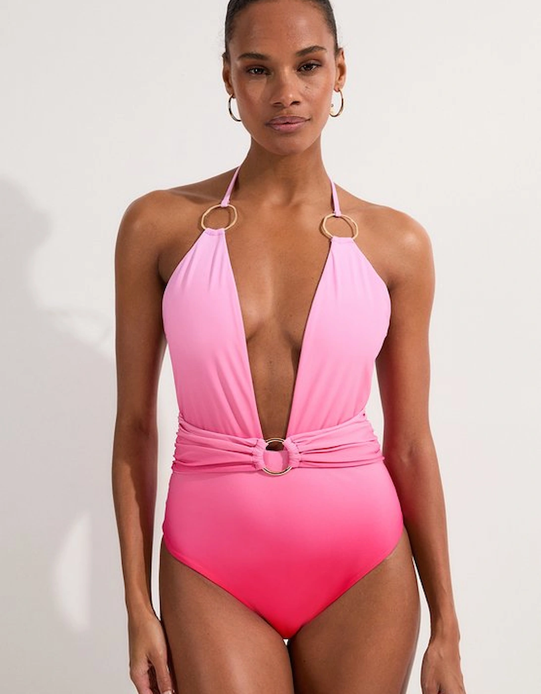 Ring Detail Ombre Plunge Swimsuit