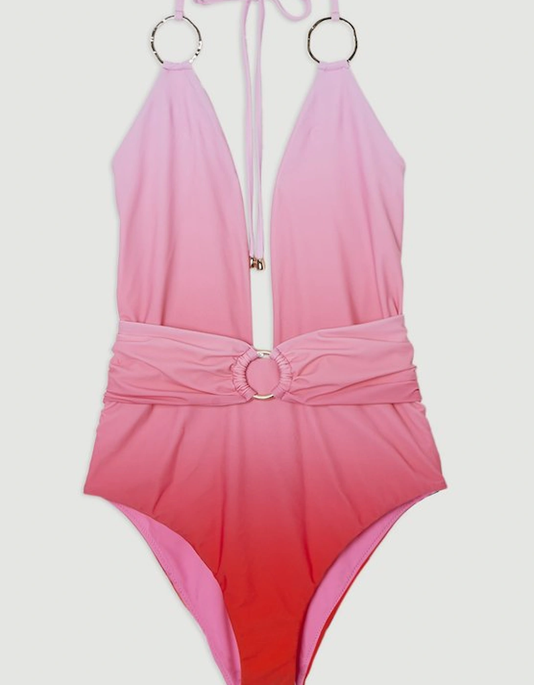 Ring Detail Ombre Plunge Swimsuit