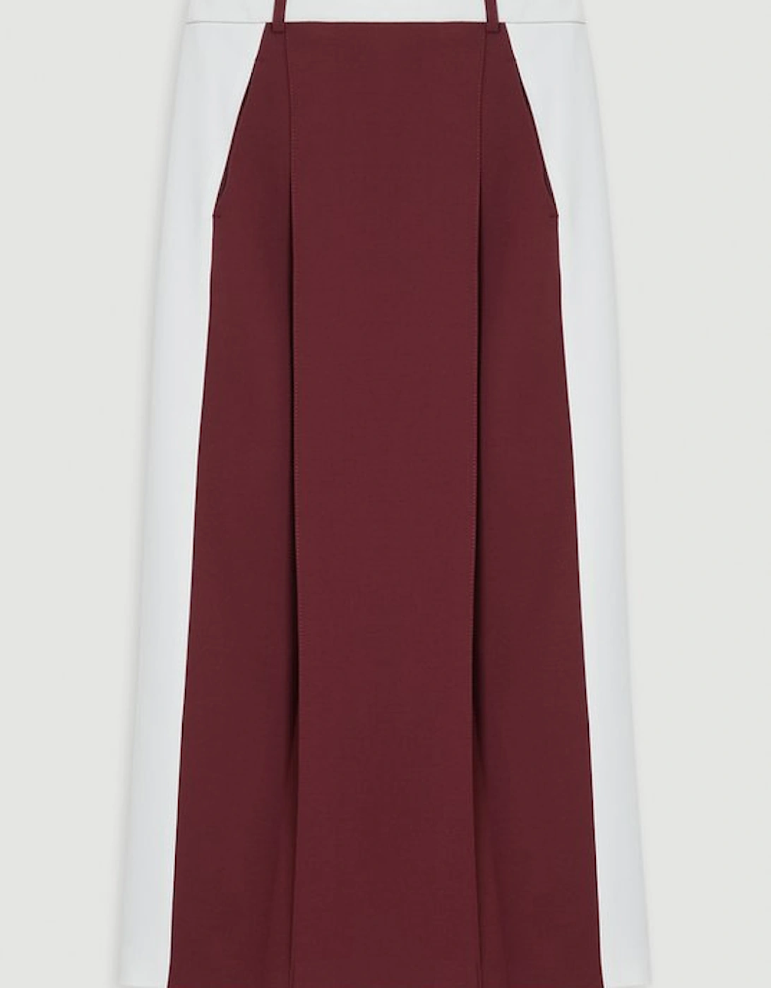 Compact Stetch Contrast Waistband Pencil Midi Skirt