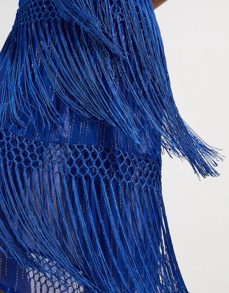 Petite Beach Fringe Halter Neck Woven Dress