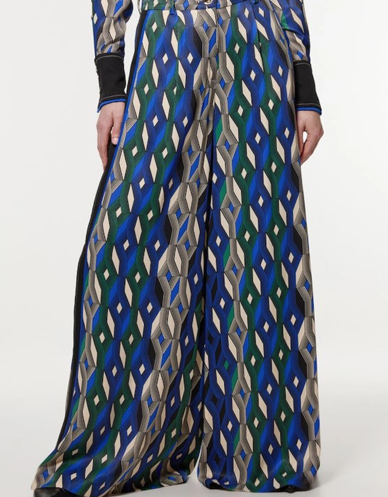 Amelia Graham Printed Viscose Satin Hight Waist Trouser