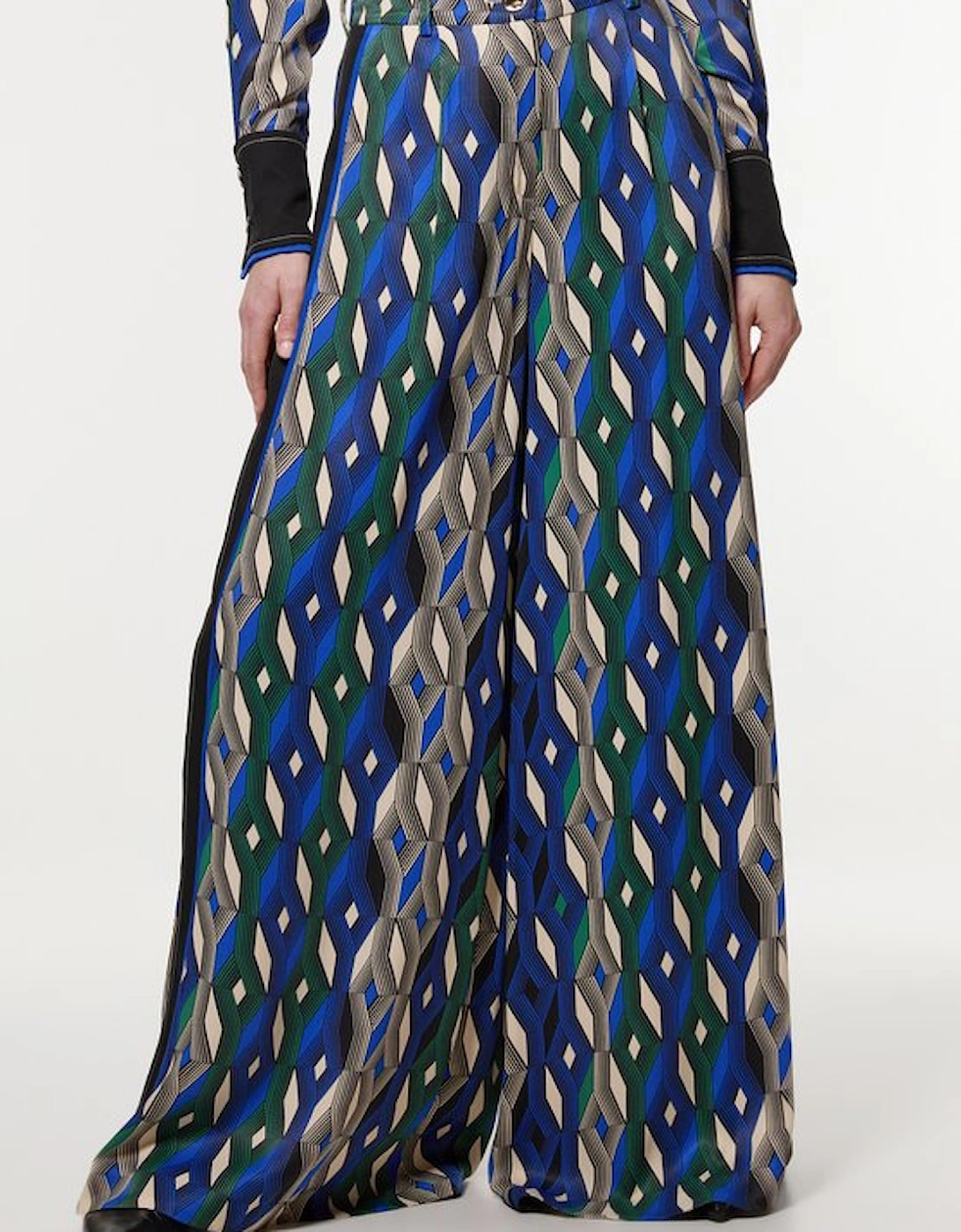 Amelia Graham Printed Viscose Satin Hight Waist Trouser