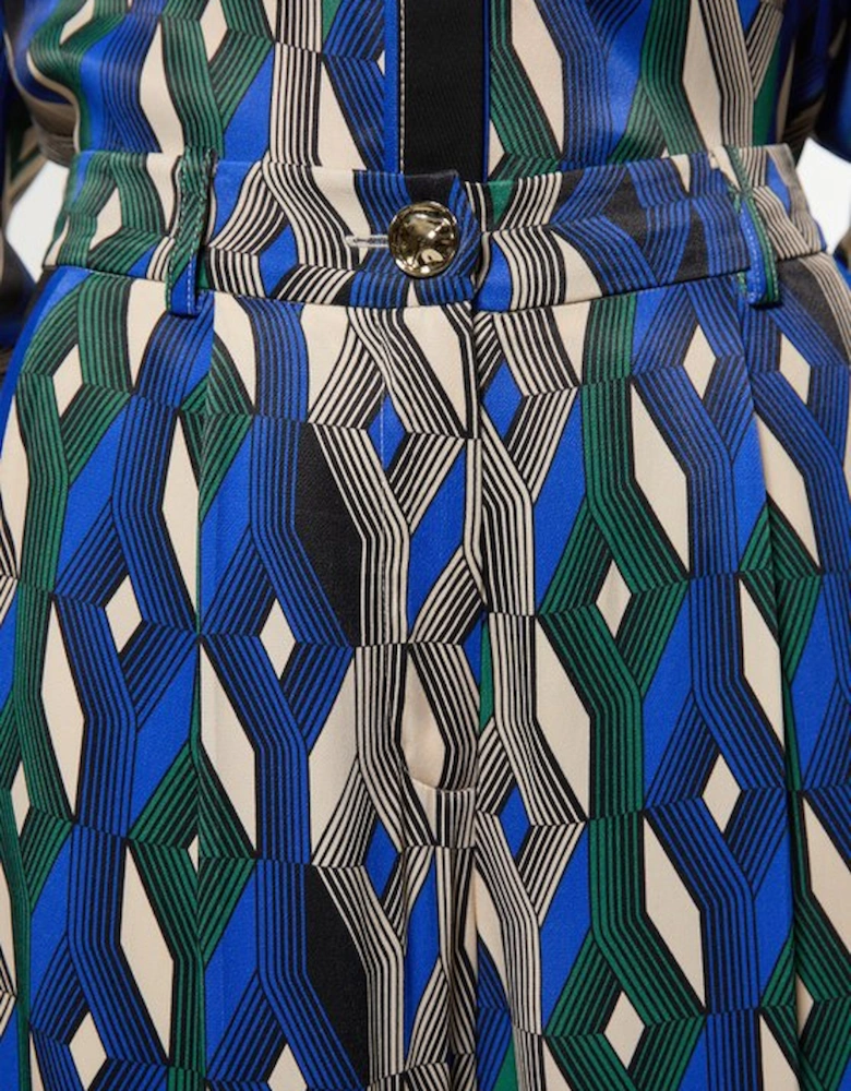 Amelia Graham Printed Viscose Satin Hight Waist Trouser