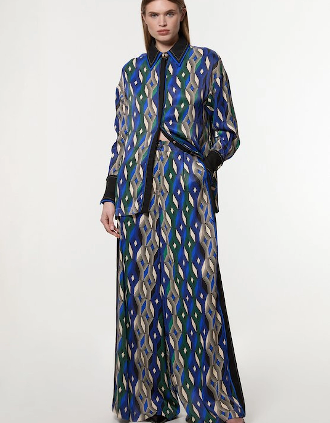 Amelia Graham Printed Viscose Satin Hight Waist Trouser, 5 of 4