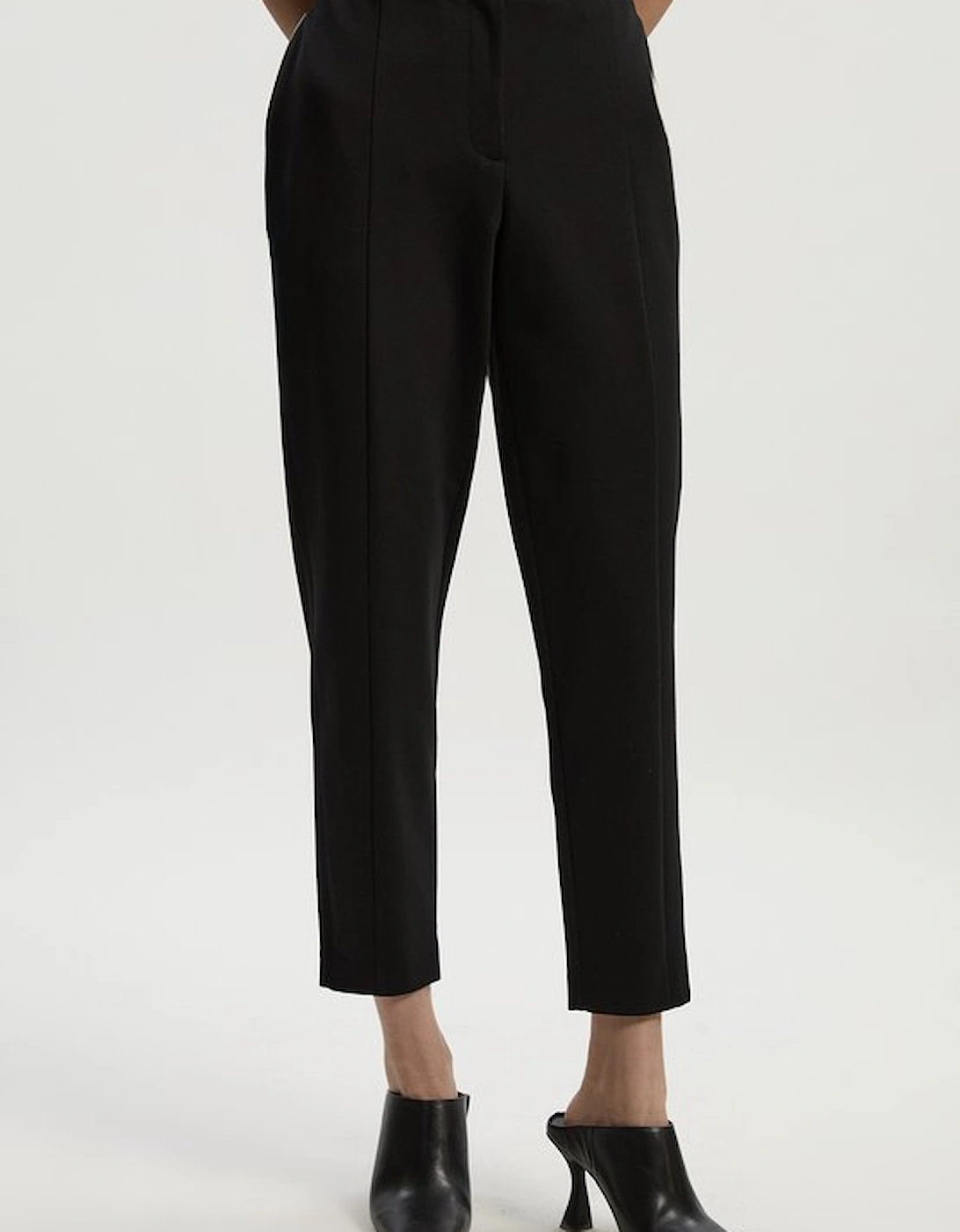 Ponte And Pu Mix Tailored Slim Leg Trouser