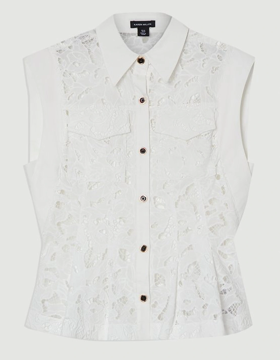 Tall Cutwork Topstitch Pintuck Woven Blouse