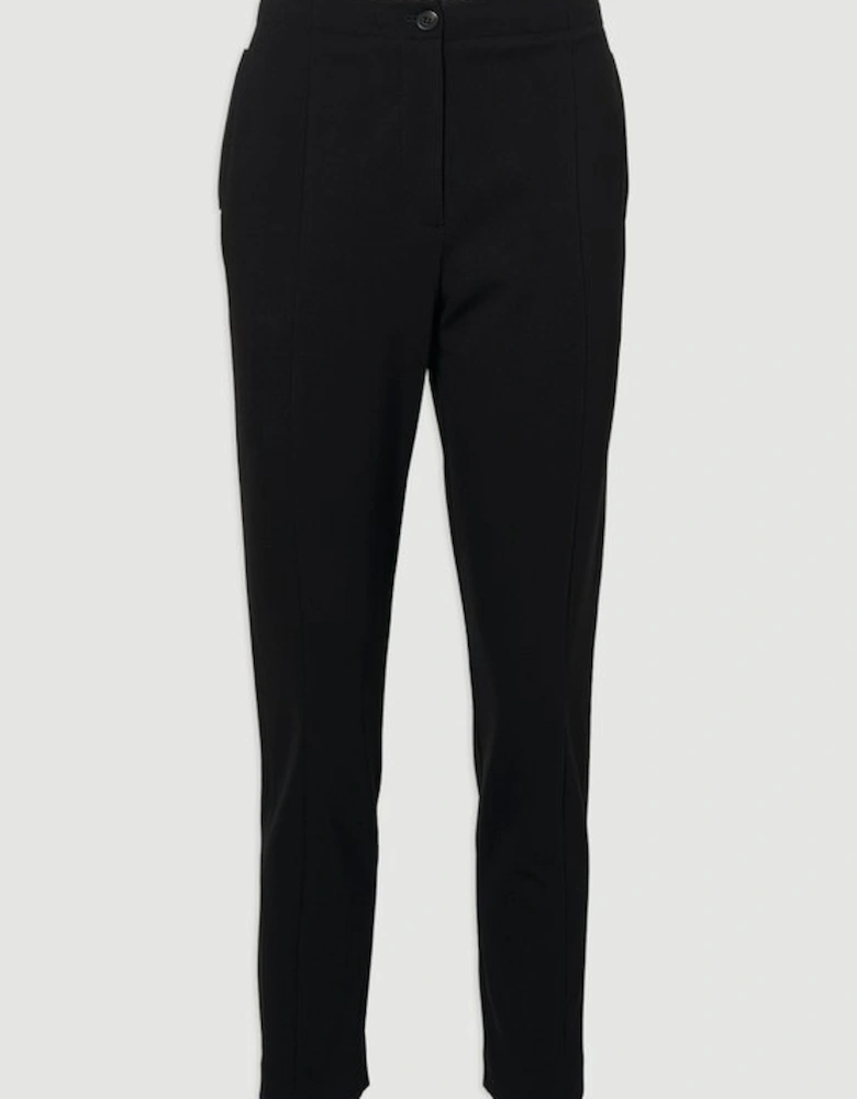 Ponte And Pu Mix Tailored Slim Leg Trouser