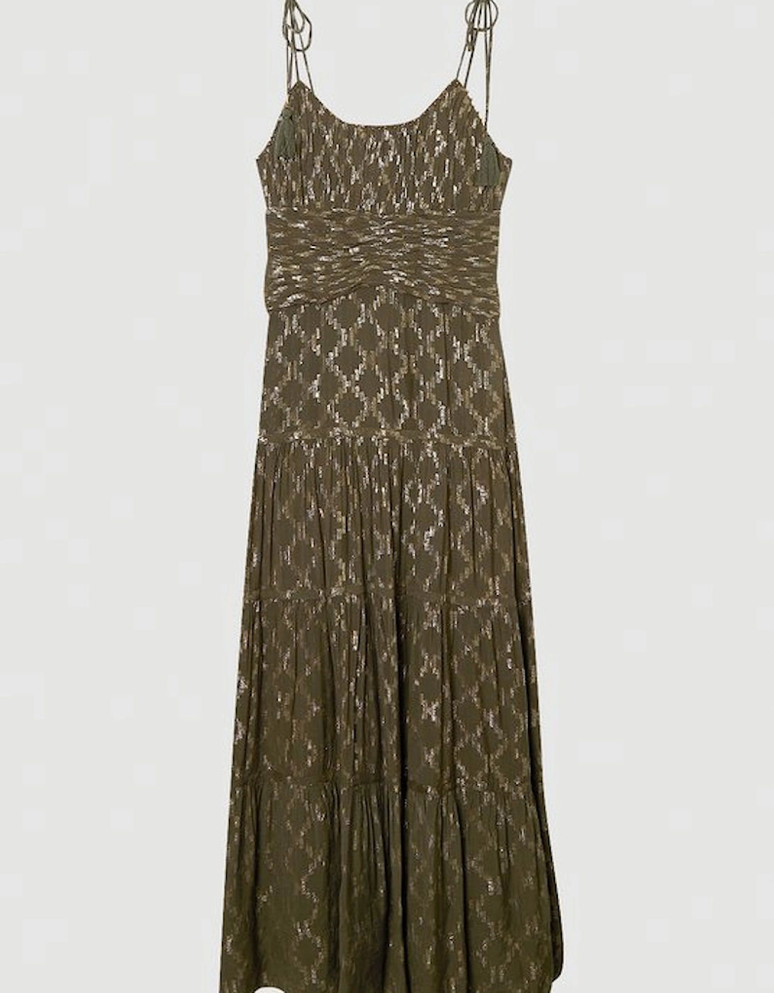 Viscose Metallic Thread Strappy Woven Sun Dress