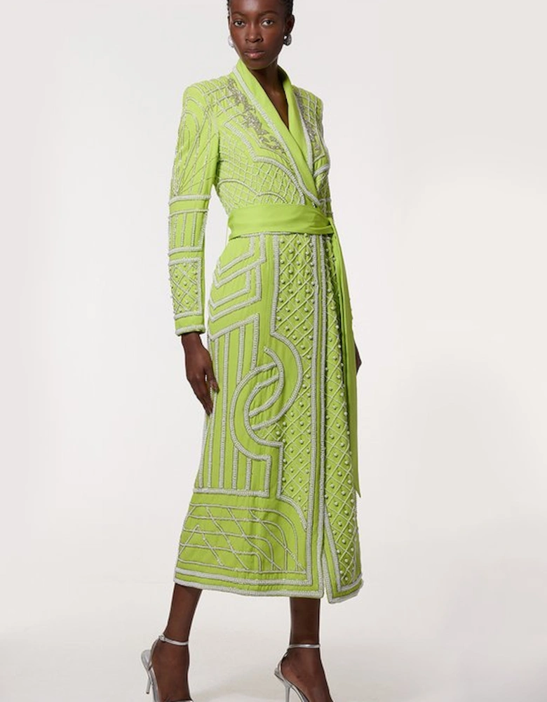 Tall Crystal Embellished Woven Maxi Blazer Dress