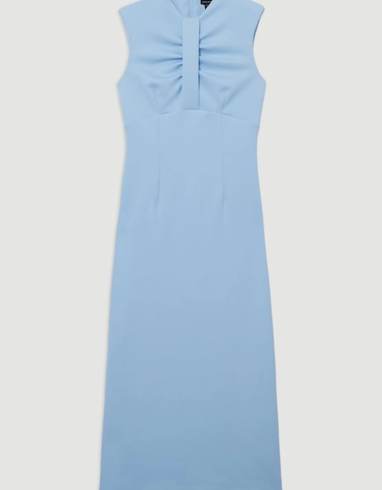 Scuba Drama Twist Detail Woven Midi Dress