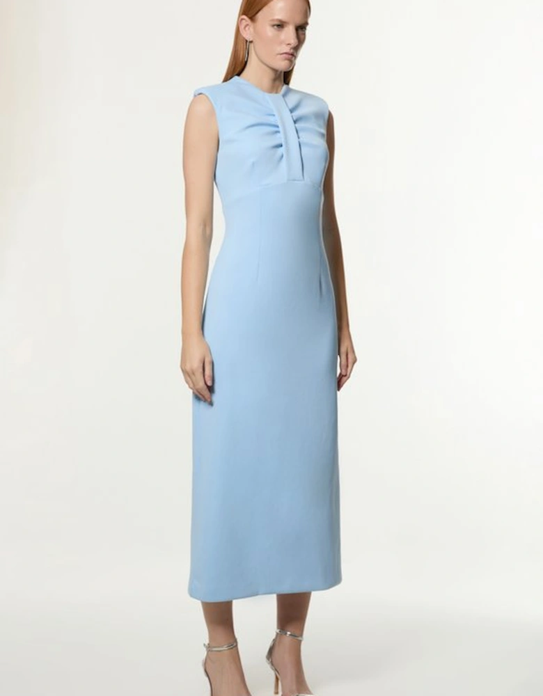 Scuba Drama Twist Detail Woven Midi Dress