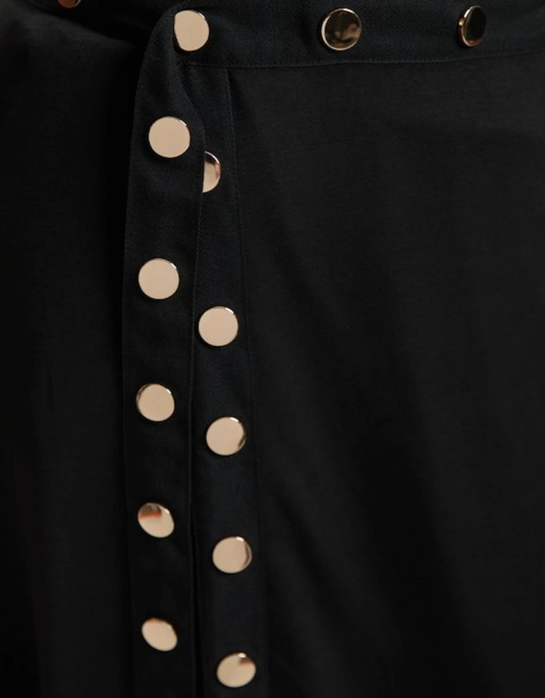 Plus Size Drapey Crepe Hanky Hem Eyelet Detail Maxi Skirt
