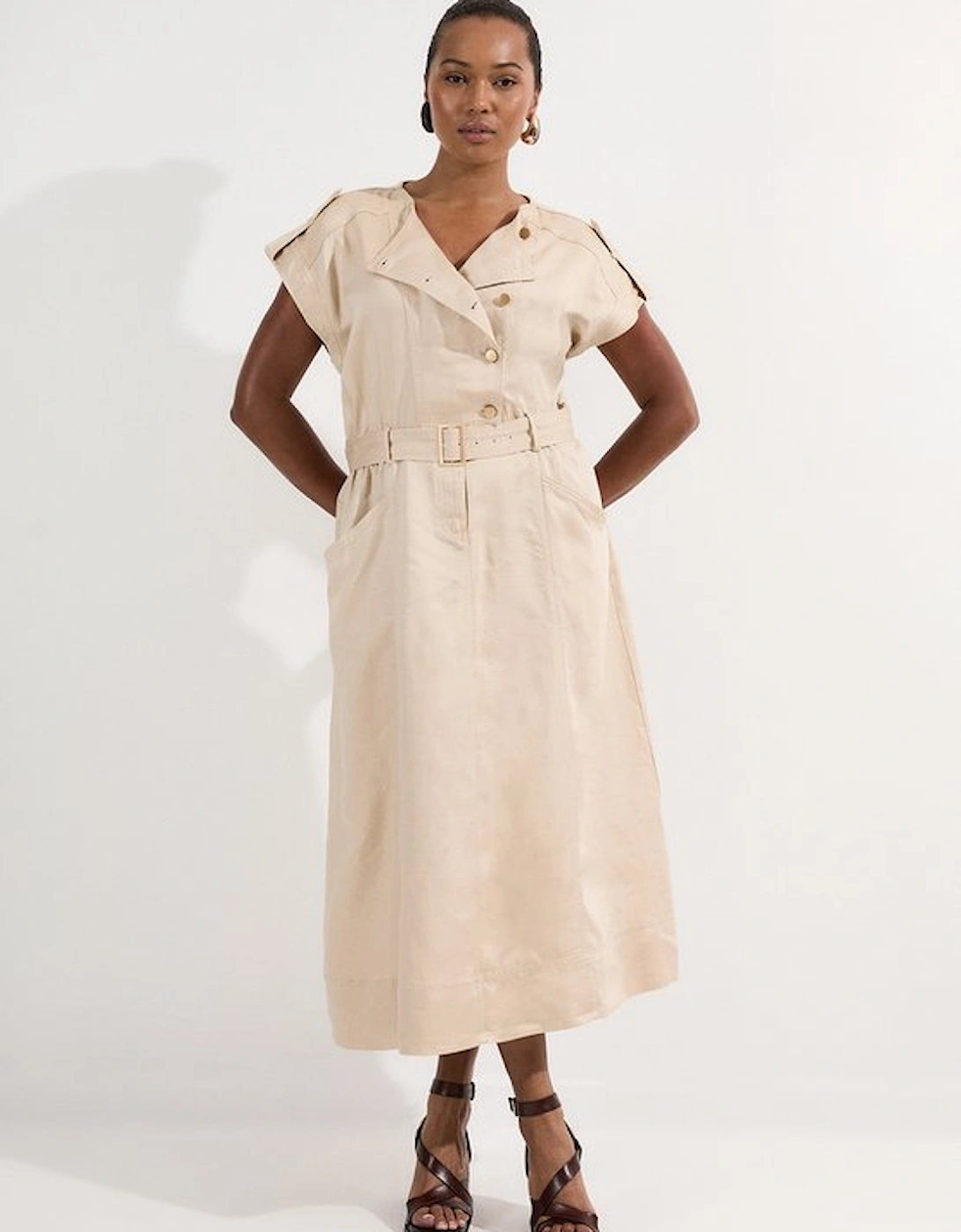 Plus Size Soft Twill Relaxed Midi Dress, 5 of 4