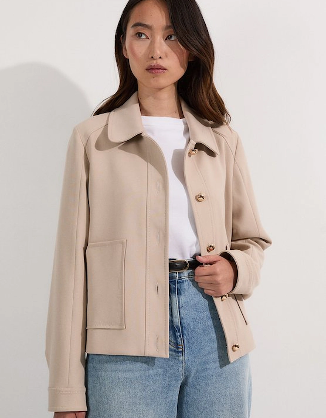 Compact Stretch Button Front Tailored Jacket, 5 of 4