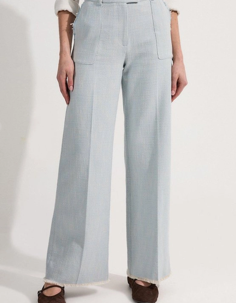 Petite Spring Tweed Tailored Straight Leg Trousers