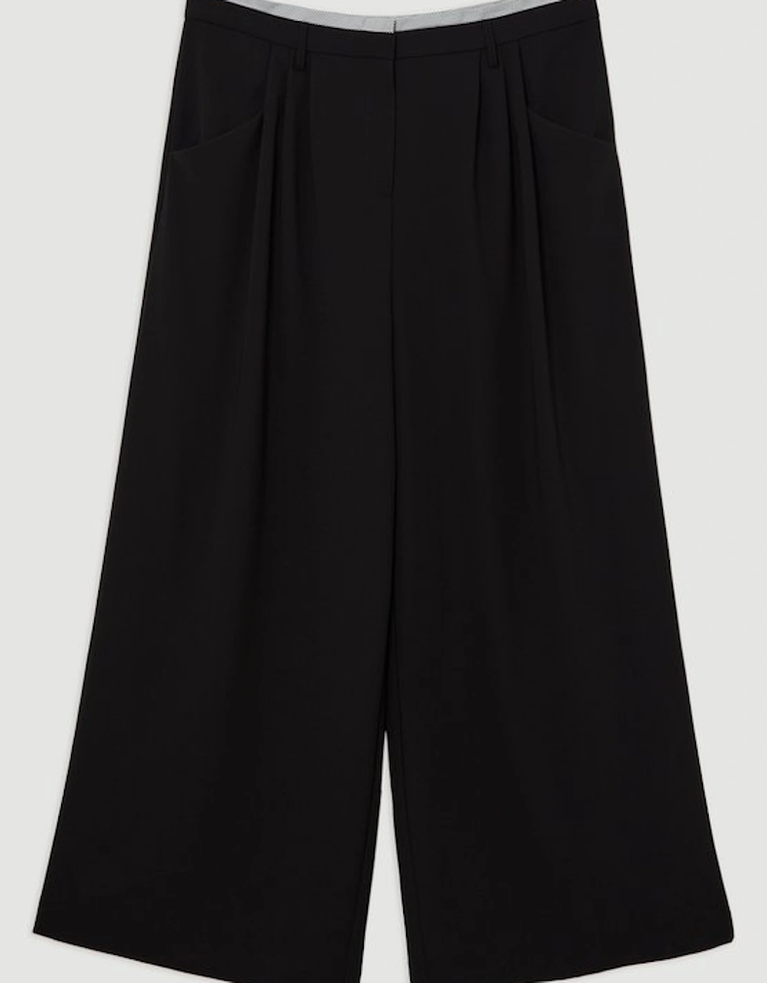 Plus Size Tailored Crepe Pleat Detail Wide Leg Trousers