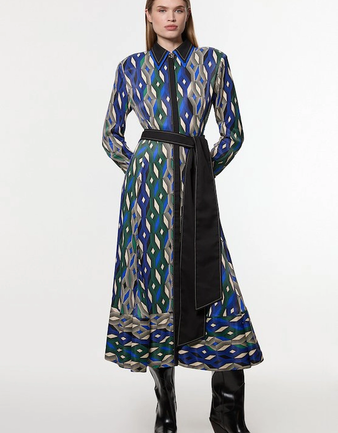 Amelia Graham Printed Viscose Satin Border Print Maxi Dress, 5 of 4