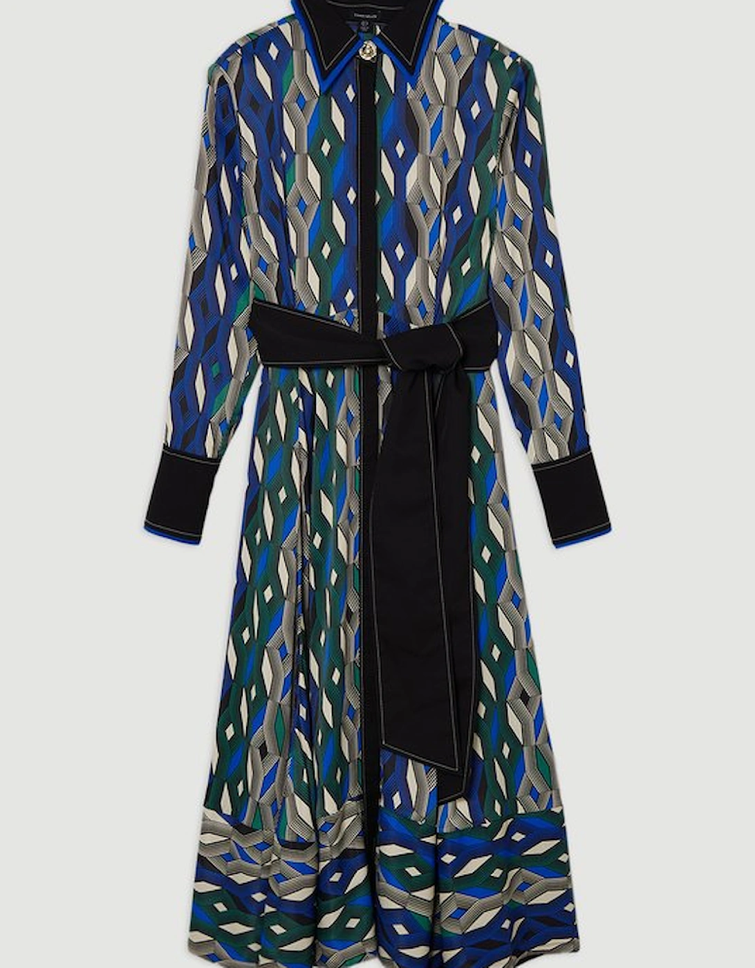 Amelia Graham Printed Viscose Satin Border Print Maxi Dress