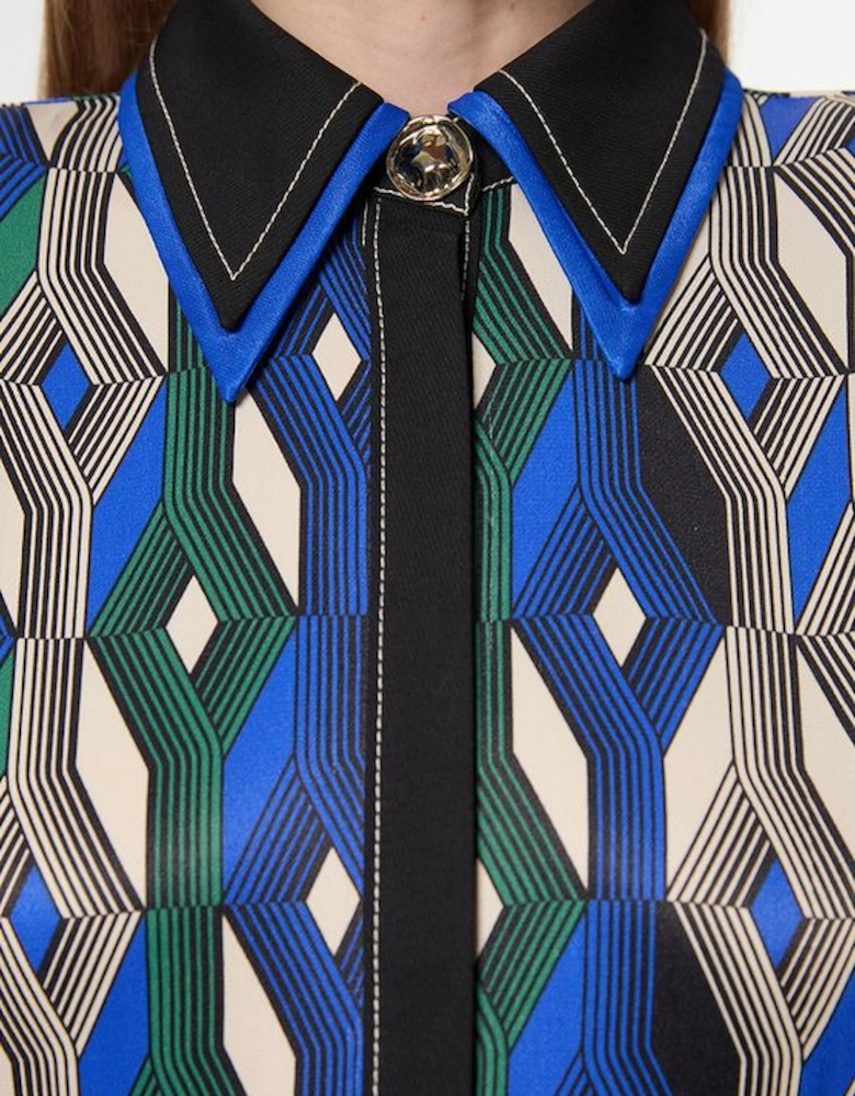 Amelia Graham Printed Viscose Satin Border Print Maxi Dress